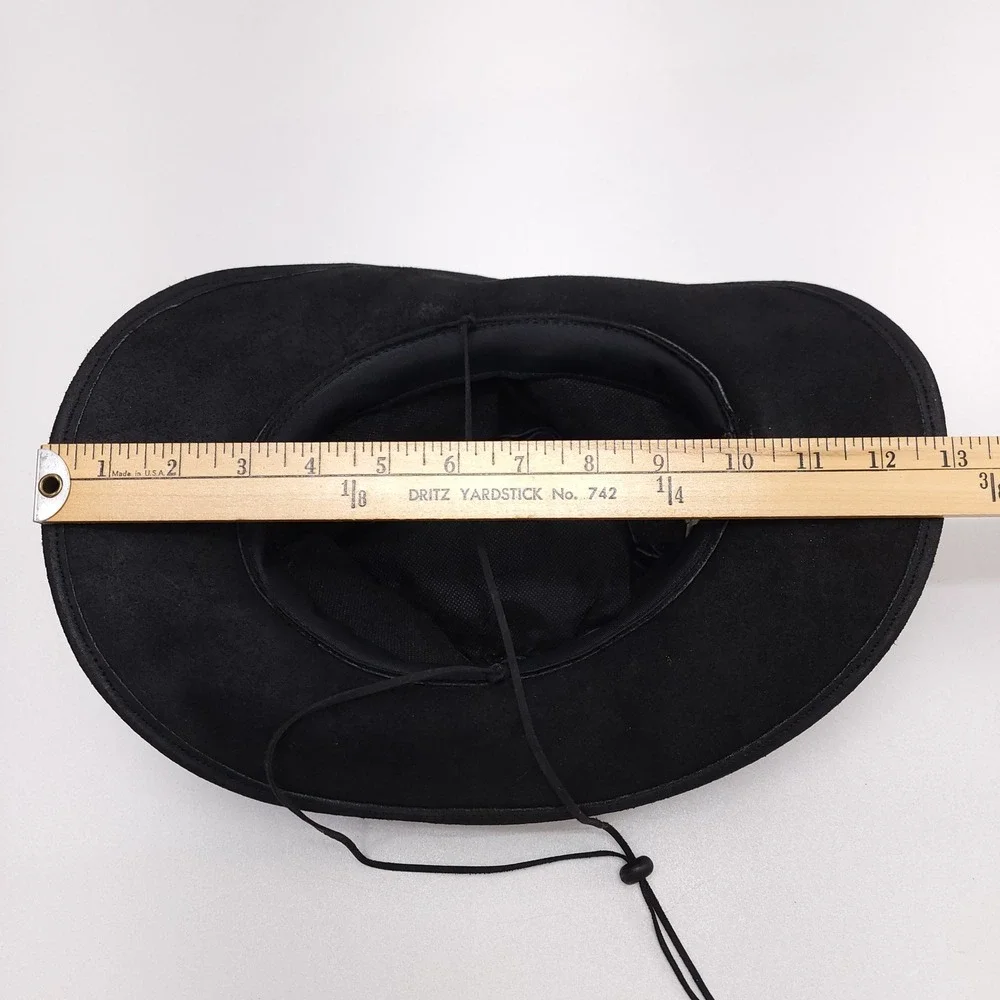 Genuine Leather Cowboy‎ Hat Black Western Braided Band Mexico Small 20 1/4 in.